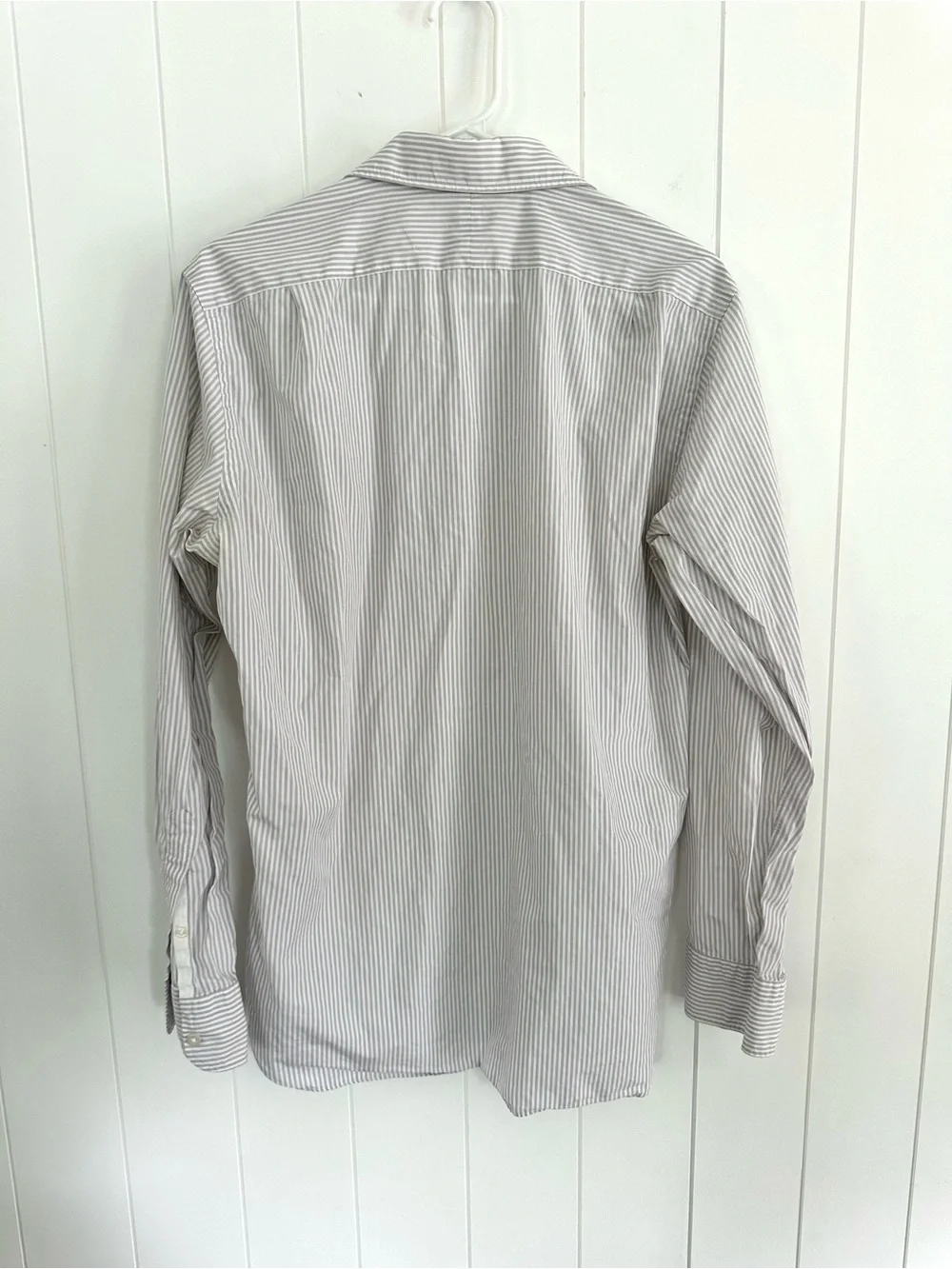 J. Crew Men's Gray and White Pinstripe Button Down Shirt
